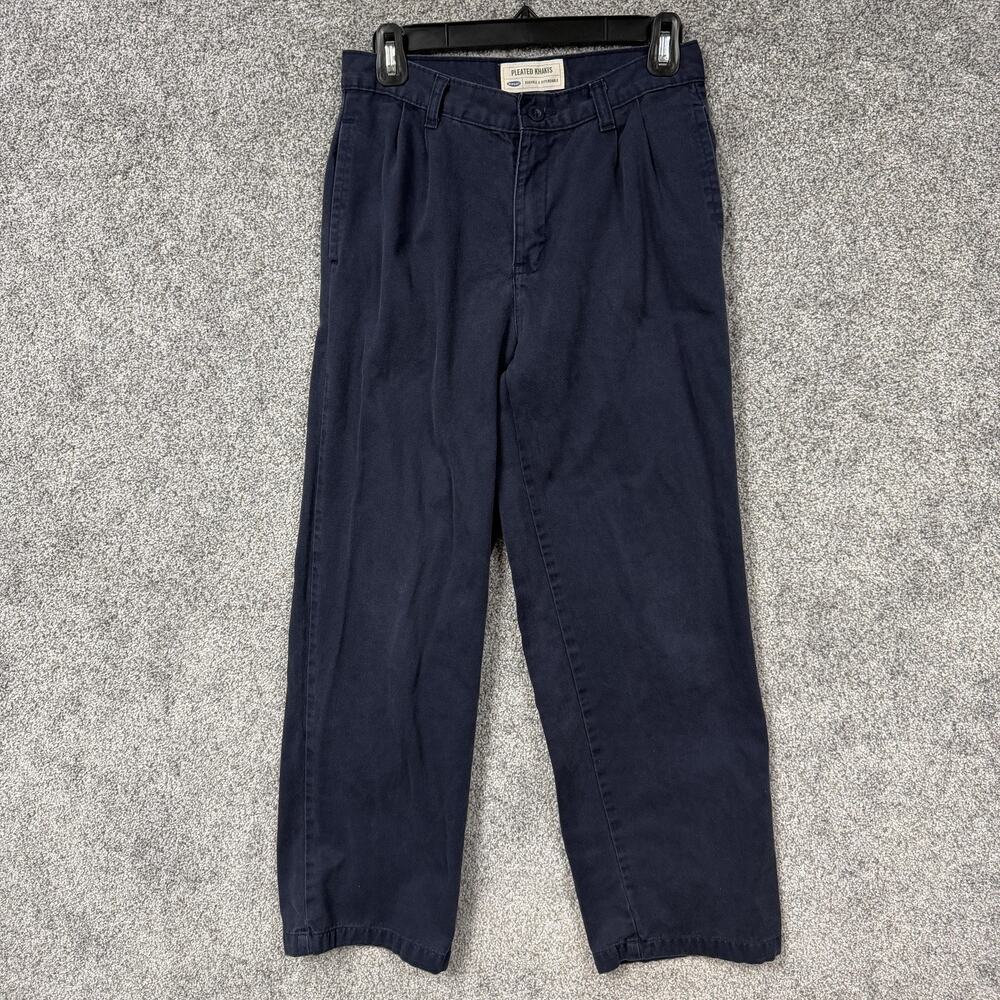 Vtg Y2K Old Navy Pleated Khakis Pants Boys 14R 28x25.5 Blue Twill School Uniform
